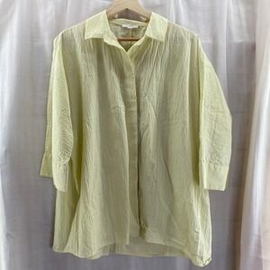 COS Women's Button Down Shirt XS Yellow‎ Cotton Blend Collared Top Oversized